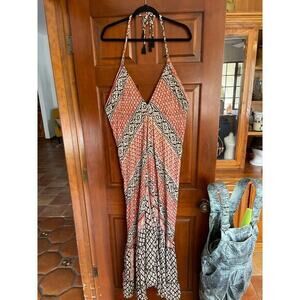 Karma Highway block Aztec print halter maxi dress O/S